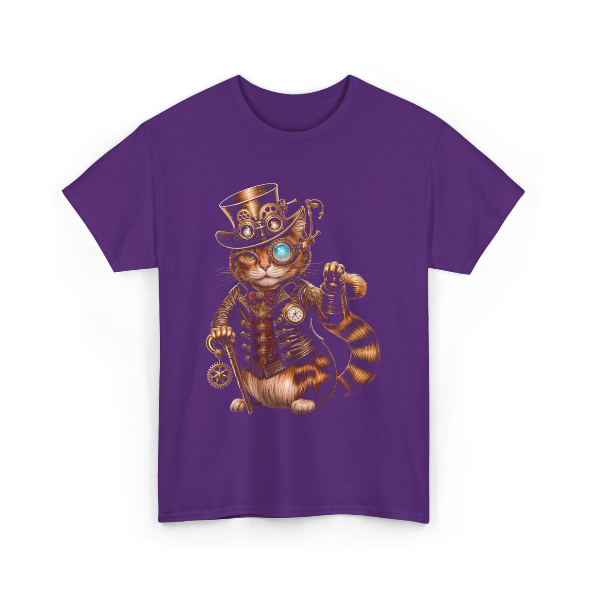 Steampunk Cat Kitten Kitty T-Shirt - Purple