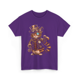 Steampunk Cat Kitten Kitty T-Shirt - Purple