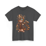 Steampunk Cat Kitten Kitty T-Shirt - Dark Heather