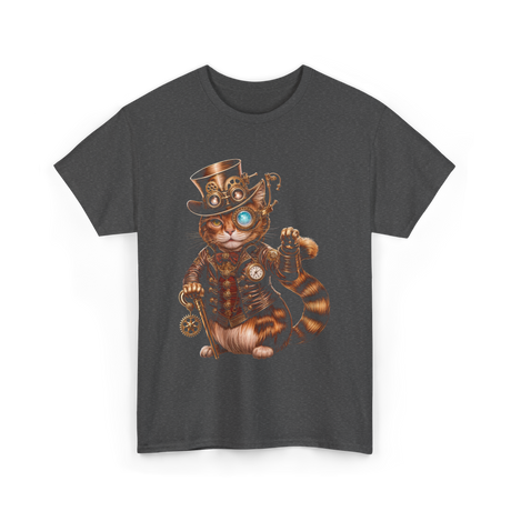 Steampunk Cat Kitten Kitty T-Shirt - Dark Heather