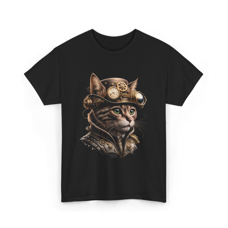 Steampunk Cat Kitty Steampunk Art T-Shirt - Black