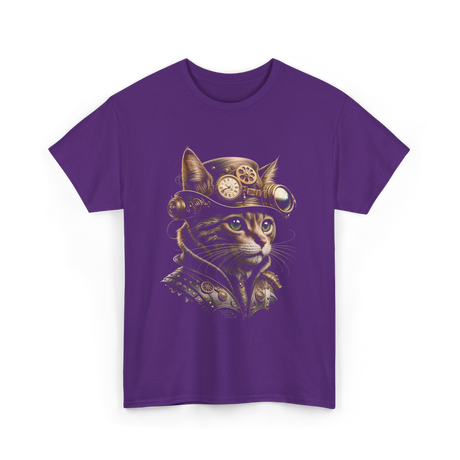 Steampunk Cat Kitty Steampunk Art T-Shirt - Purple