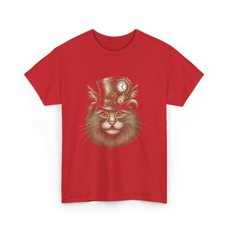 Steampunk Cat Steampunk Art Cat T-Shirt - Red