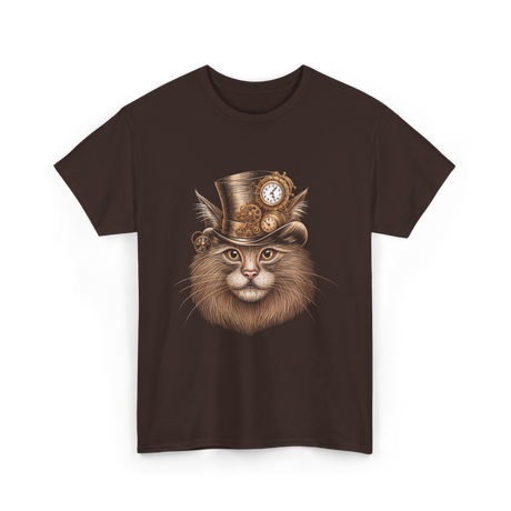 Steampunk Cat Steampunk Art Cat T-Shirt - Dark Chocolate