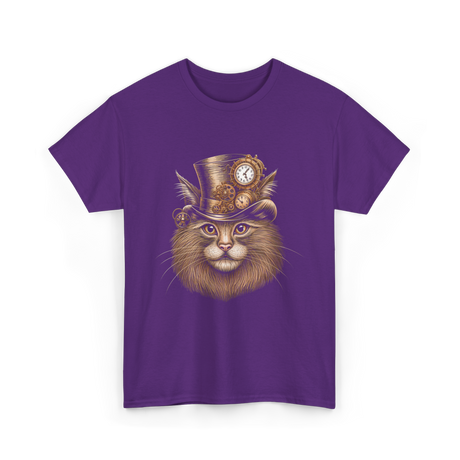 Steampunk Cat Steampunk Art Cat T-Shirt - Purple