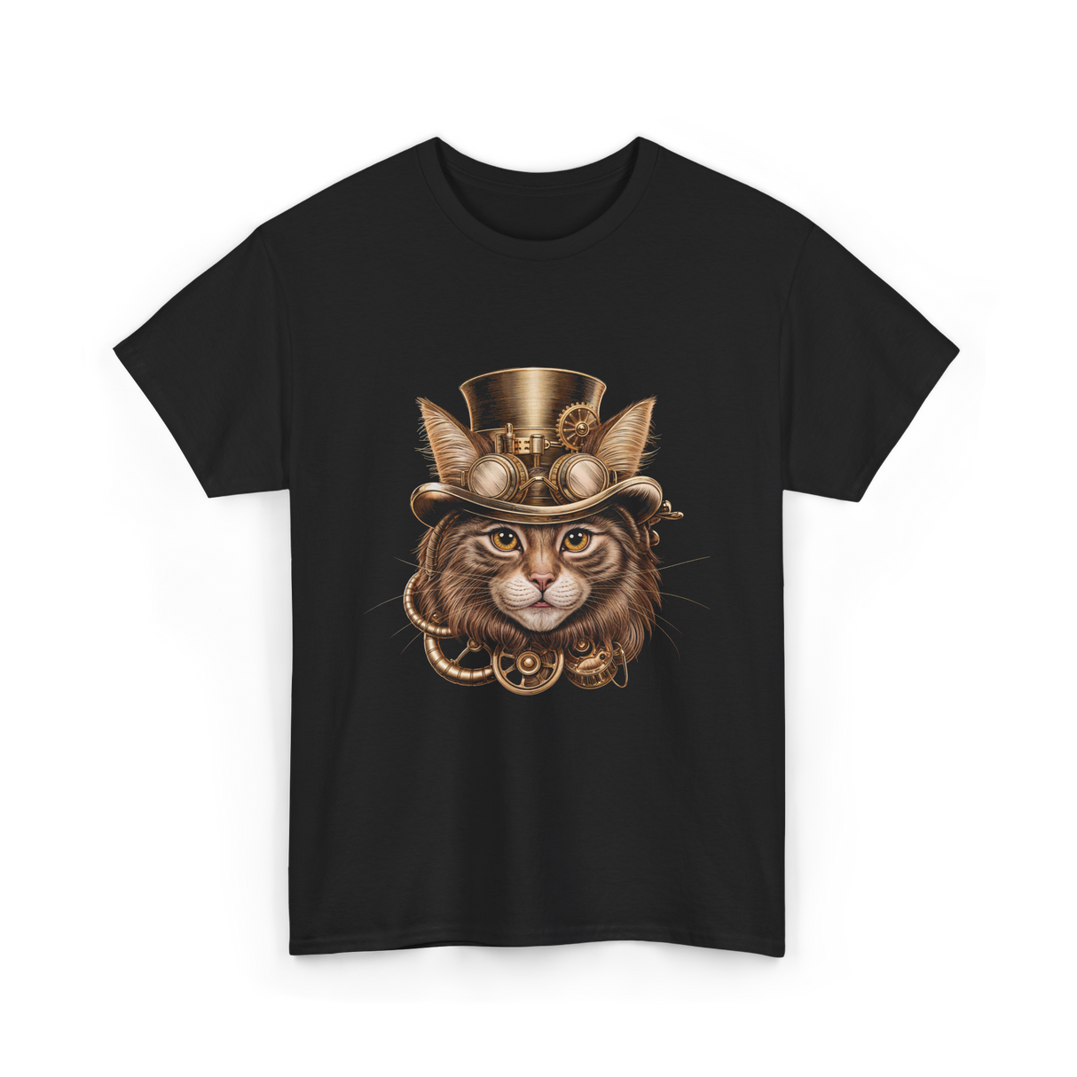 Steampunk Cat Steampunk Art T-Shirt - Black