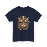 Steampunk Cat Steampunk Art T-Shirt - Navy