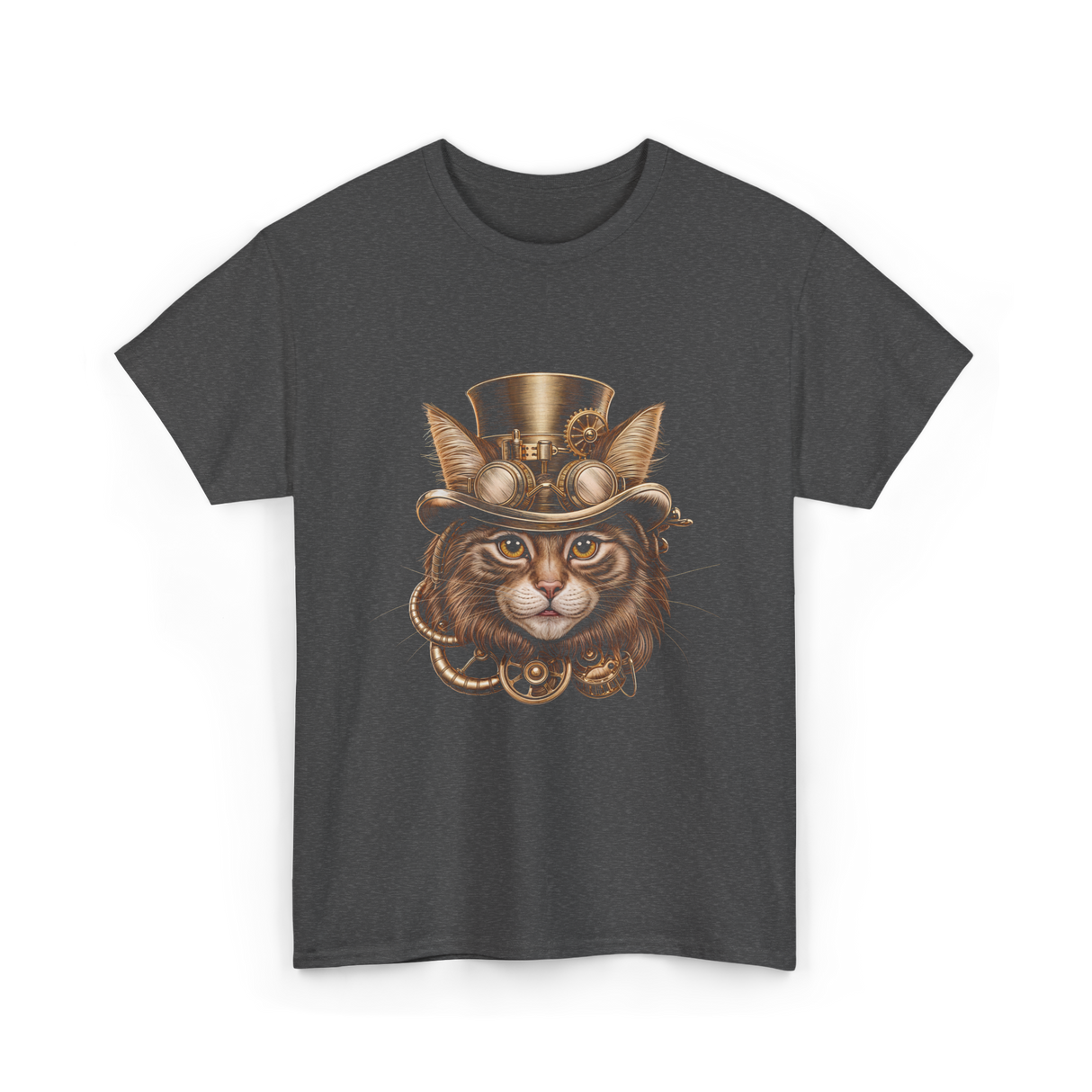 Steampunk Cat Steampunk Art T-Shirt - Dark Heather