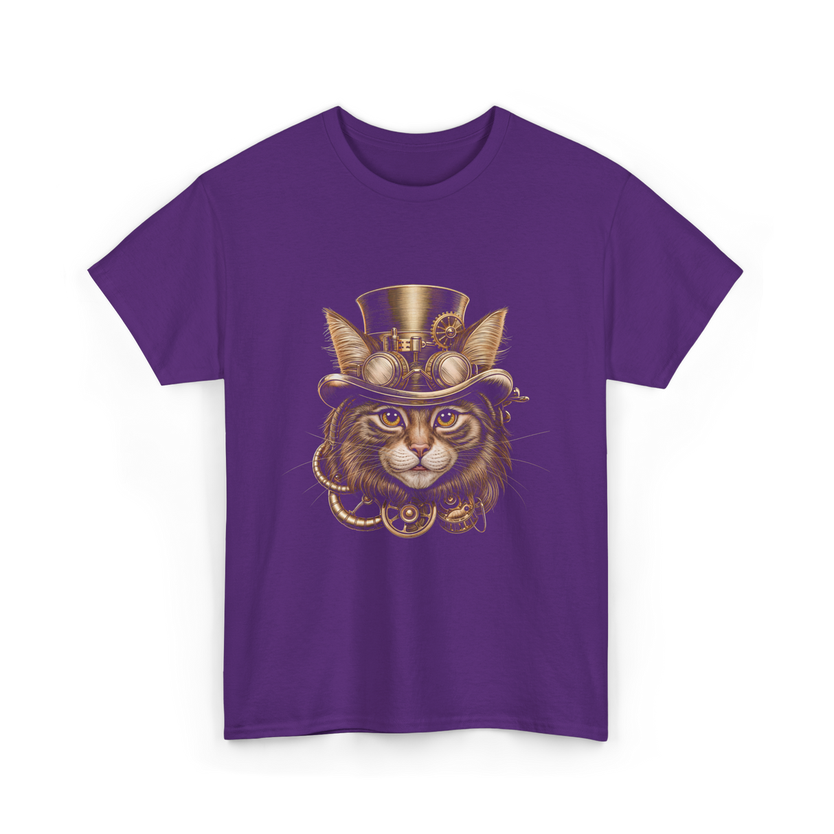 Steampunk Cat Steampunk Art T-Shirt - Purple