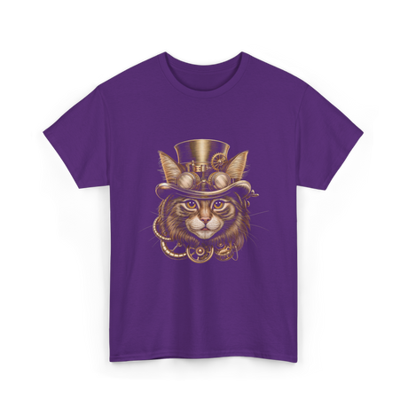 Steampunk Cat Steampunk Art T-Shirt - Purple