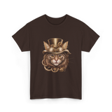 Steampunk Cat Steampunk Art T-Shirt - Dark Chocolate