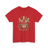 Steampunk Cat Steampunk Art T-Shirt - Red