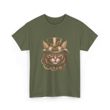 Steampunk Cat Steampunk Art T-Shirt - Military Green