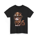 Steampunk Cat Steampunk Kitten Fantasy T-Shirt - Black