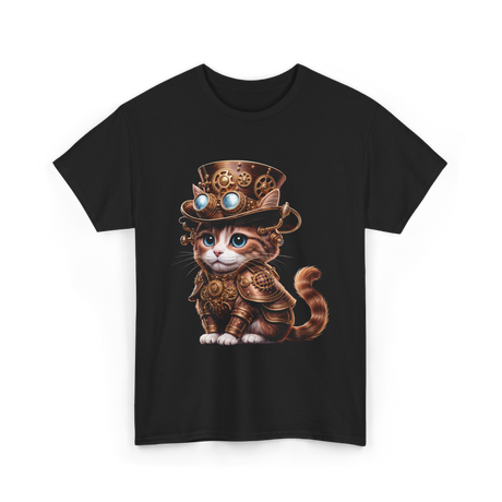 Steampunk Cat Steampunk Kitten Fantasy T-Shirt - Black