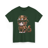 Steampunk Cat Steampunk Kitten Fantasy T-Shirt - Forest Green