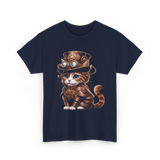 Steampunk Cat Steampunk Kitten Fantasy T-Shirt - Navy