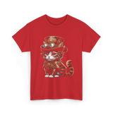 Steampunk Cat Steampunk Kitten Fantasy T-Shirt - Red