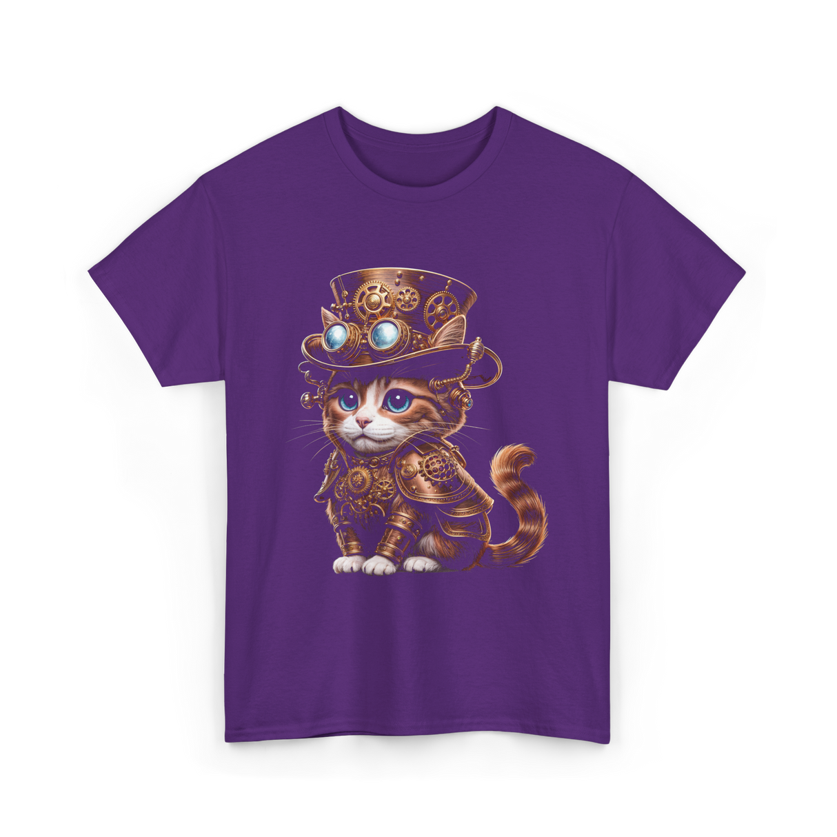 Steampunk Cat Steampunk Kitten Fantasy T-Shirt - Purple