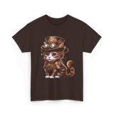 Steampunk Cat Steampunk Kitten Fantasy T-Shirt - Dark Chocolate