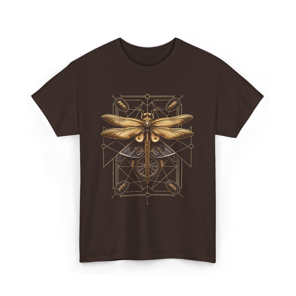 Steampunk Dragonfly Steampunk Art T-Shirt - Dark Chocolate