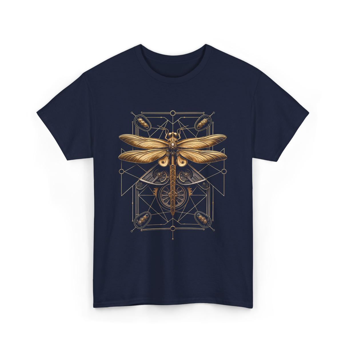 Steampunk Dragonfly Steampunk Art T-Shirt - Navy