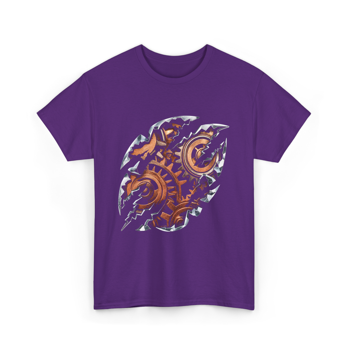 Steampunk Gears Mechanical Design T-Shirt - Purple