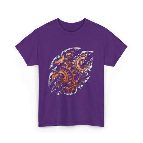 Steampunk Gears Mechanical Design T-Shirt - Purple