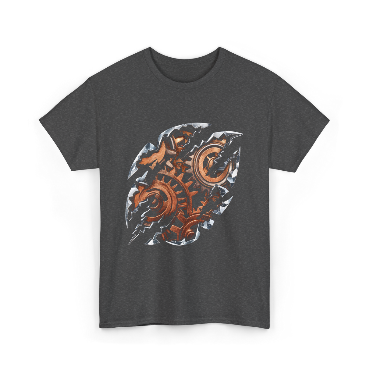 Steampunk Gears Mechanical Design T-Shirt - Dark Heather