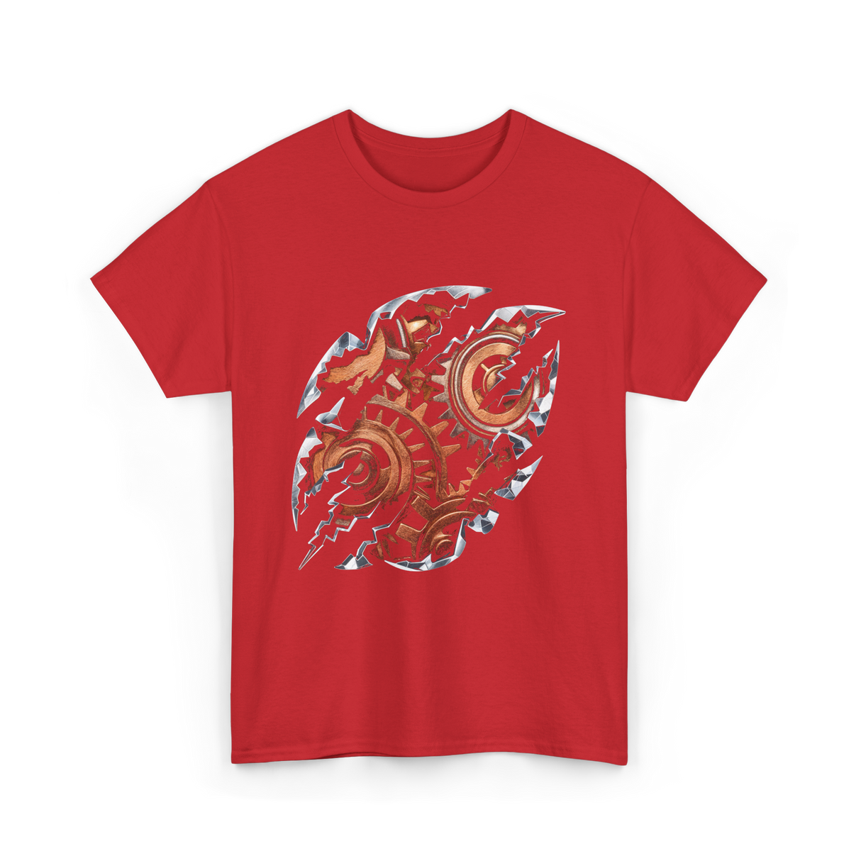 Steampunk Gears Mechanical Design T-Shirt - Red