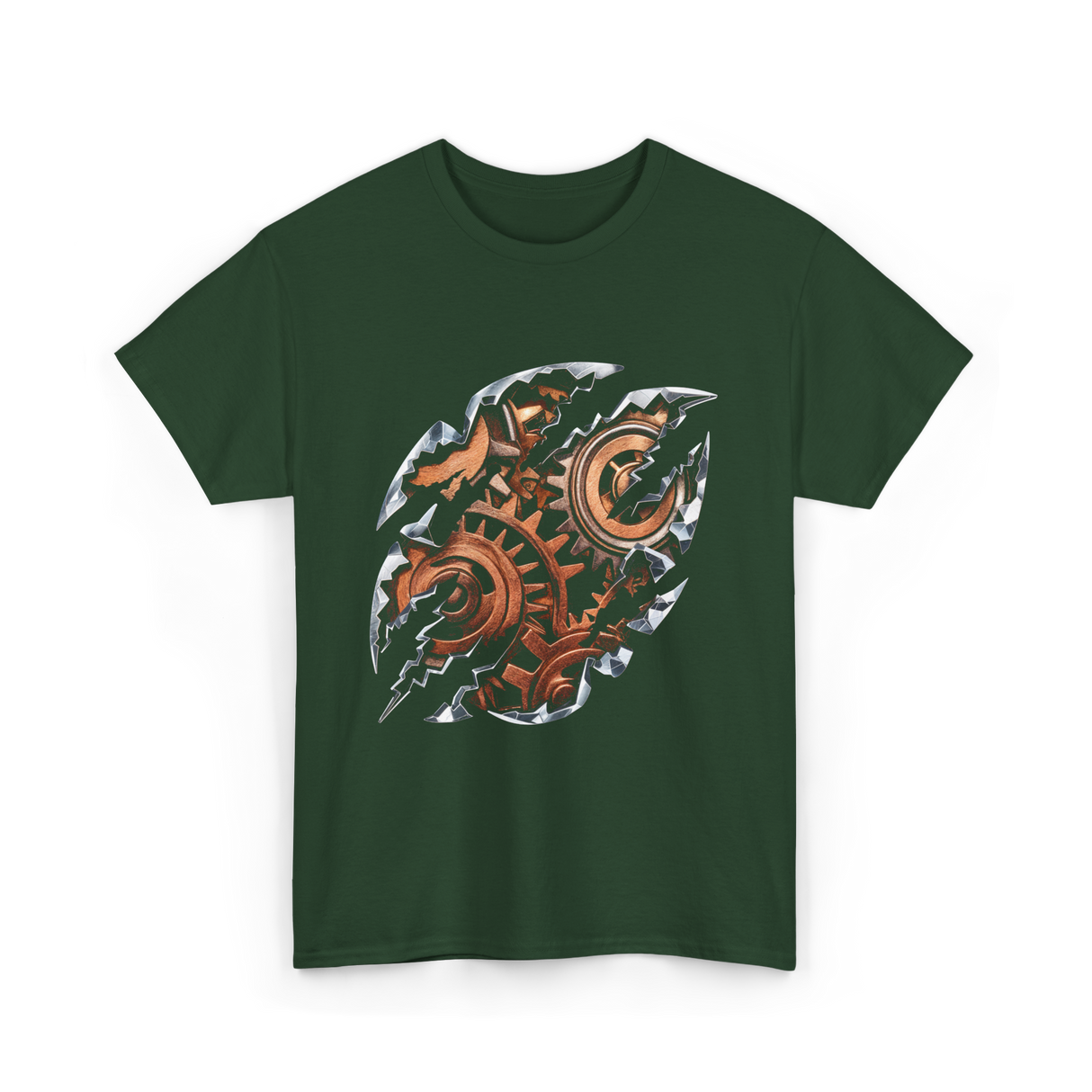 Steampunk Gears Mechanical Design T-Shirt - Forest Green