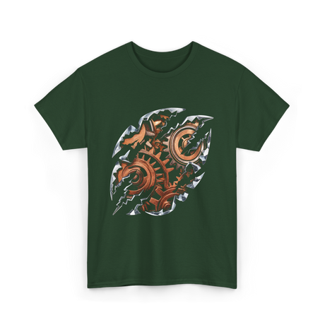 Steampunk Gears Mechanical Design T-Shirt - Forest Green