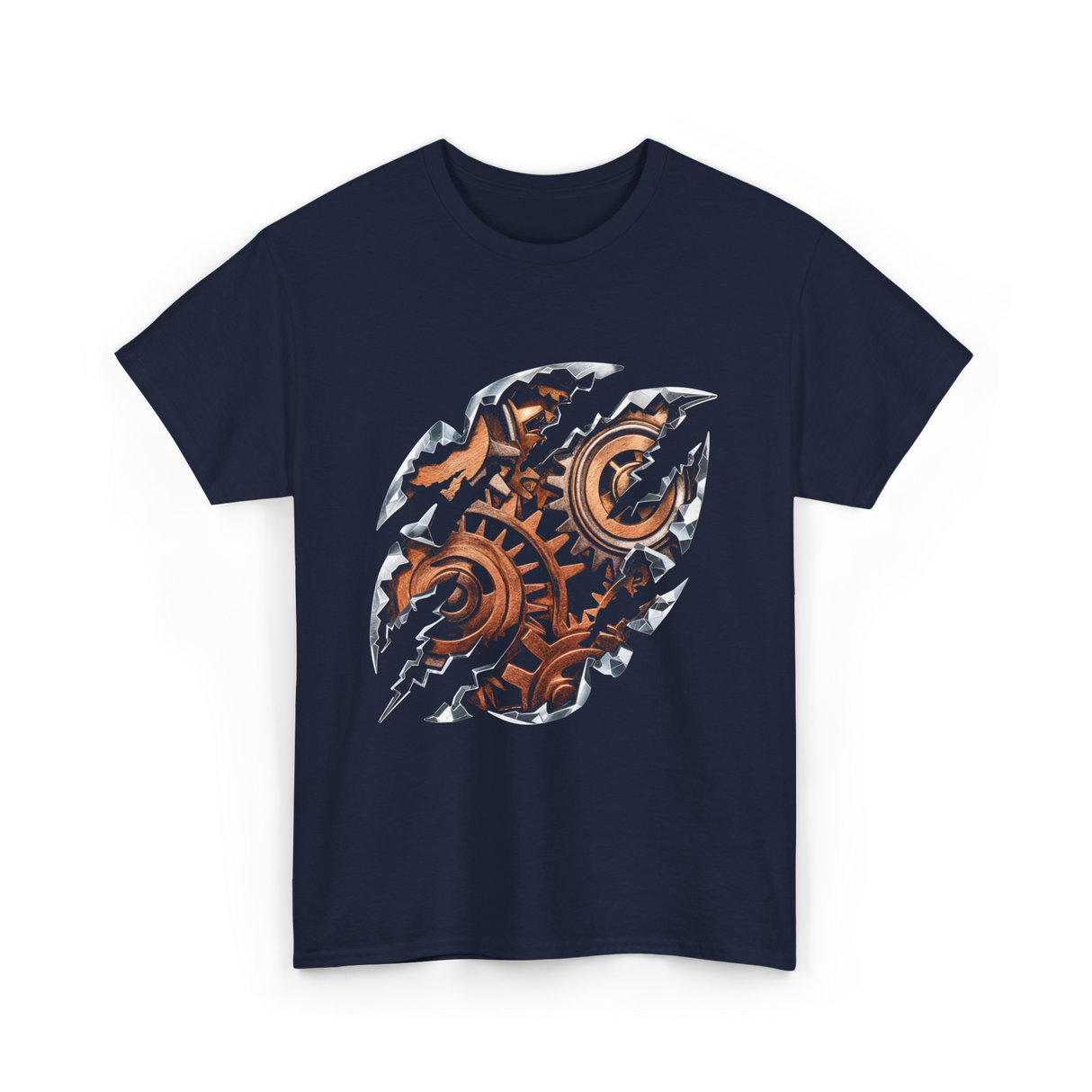 Steampunk Gears Mechanical Design T-Shirt - Navy