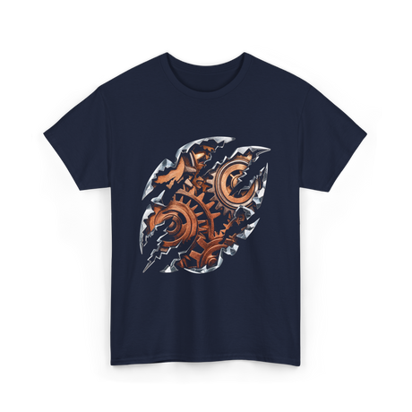 Steampunk Gears Mechanical Design T-Shirt - Navy