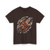 Steampunk Gears Mechanical Design T-Shirt - Dark Chocolate