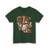 Steampunk Giraffe Mechanical Animal T-Shirt - Forest Green