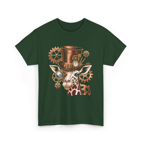 Steampunk Giraffe Mechanical Animal T-Shirt - Forest Green