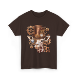 Steampunk Giraffe Mechanical Animal T-Shirt - Dark Chocolate