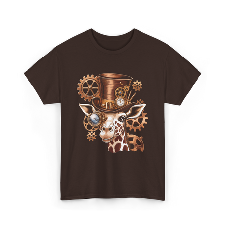 Steampunk Giraffe Mechanical Animal T-Shirt - Dark Chocolate