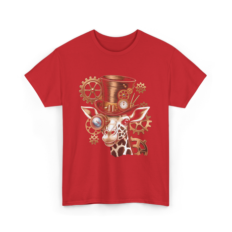 Steampunk Giraffe Mechanical Animal T-Shirt - Red