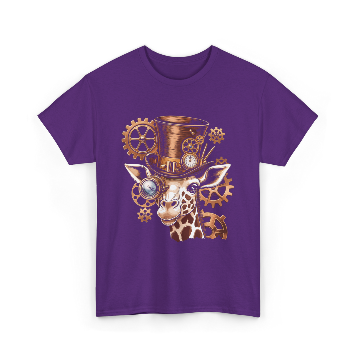 Steampunk Giraffe Mechanical Animal T-Shirt - Purple