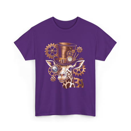 Steampunk Giraffe Mechanical Animal T-Shirt - Purple