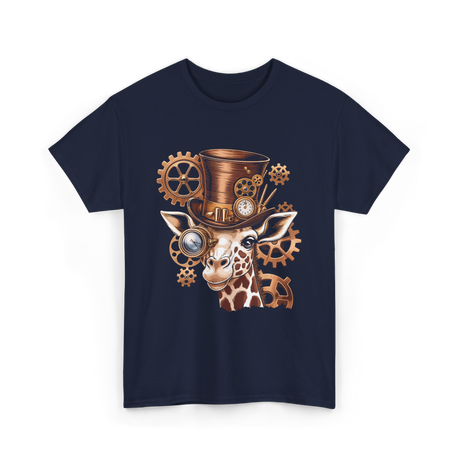 Steampunk Giraffe Mechanical Animal T-Shirt - Navy