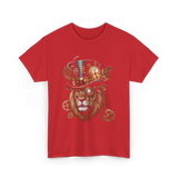 Steampunk Lion Lion Head Steampunk T-Shirt - Red