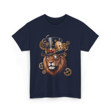 Steampunk Lion Lion Head Steampunk T-Shirt - Navy