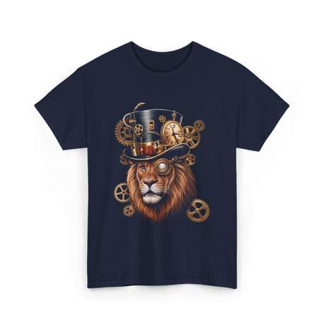 Steampunk Lion Lion Head Steampunk T-Shirt - Navy