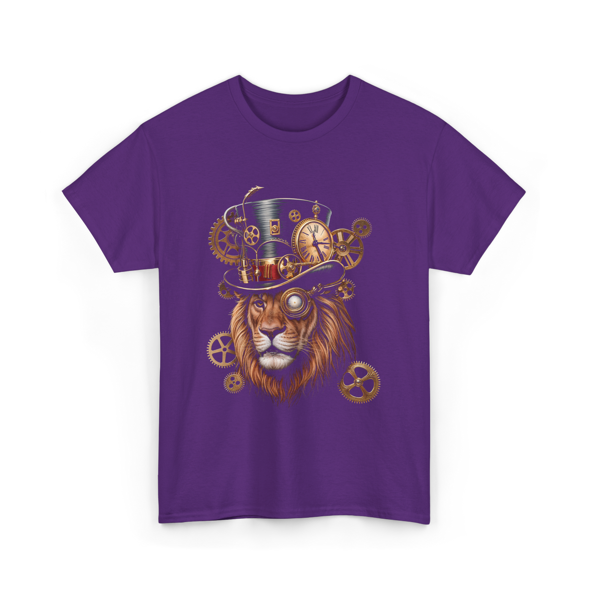 Steampunk Lion Lion Head Steampunk T-Shirt - Purple