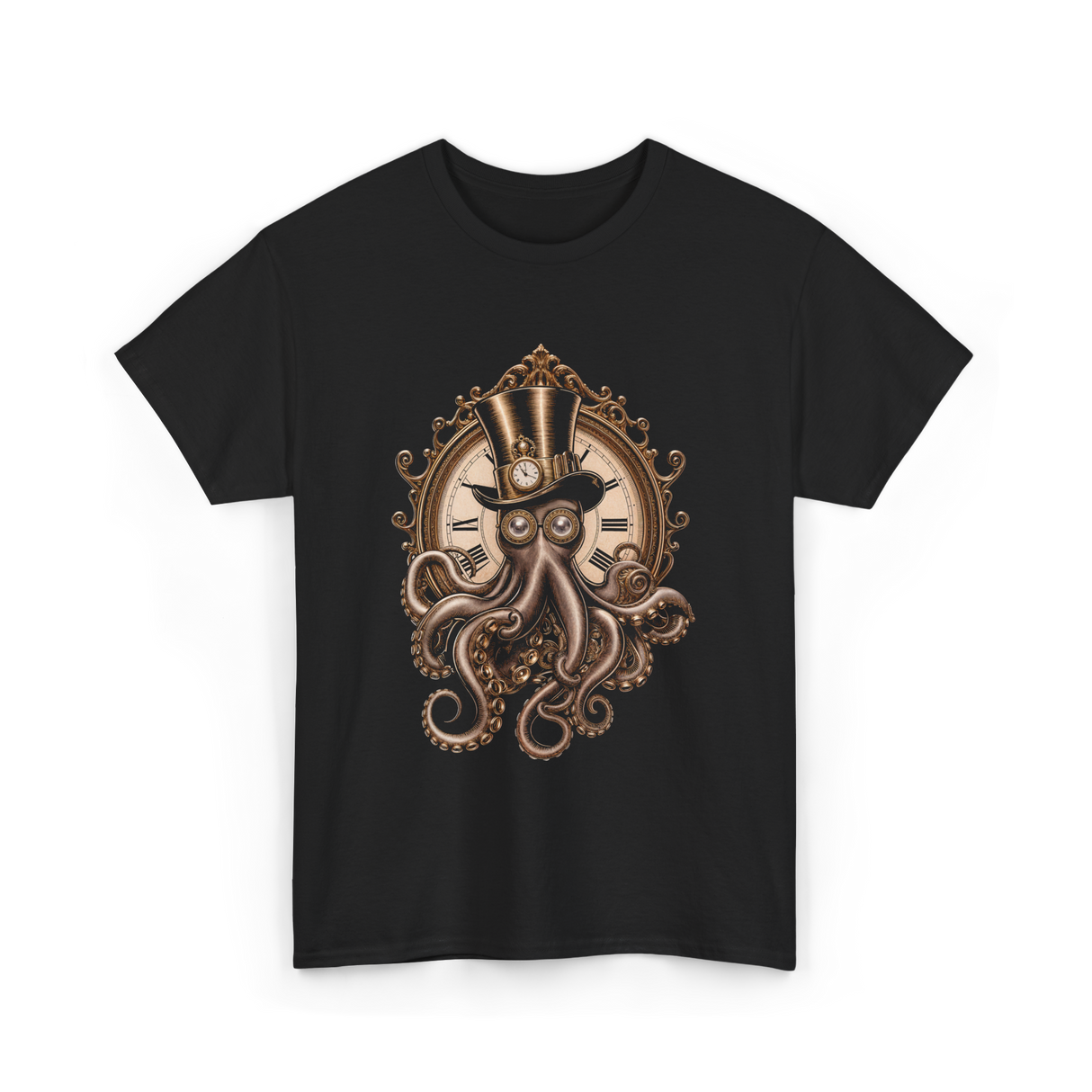 Steampunk Octopus Art Octopus T-Shirt - Black