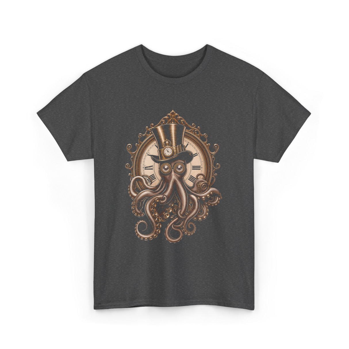 Steampunk Octopus Art Octopus T-Shirt - Dark Heather