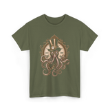 Steampunk Octopus Art Octopus T-Shirt - Military Green